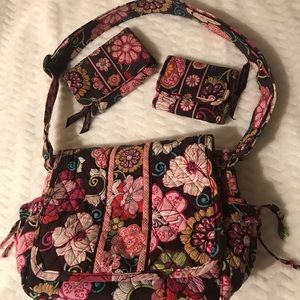 Vera Bradley Mod Floral Pink Handbag and 2 Wallets
